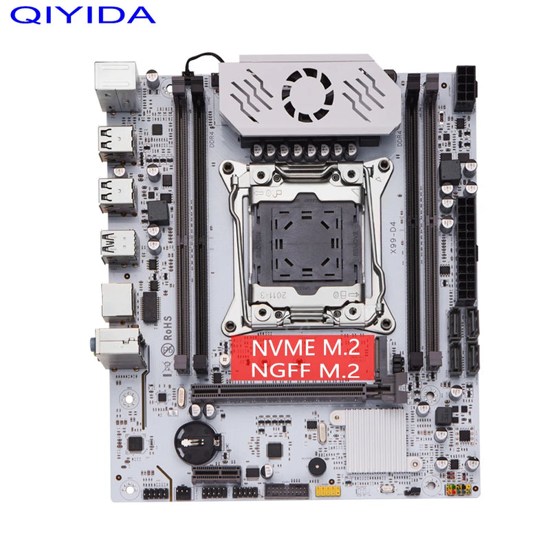 Placa-Mãe QIYIDA X99 LGA 2011-3 com Slot M.2, Suporte DDR4, Chip C612, SATA 3.0, USB 3.0 e PCIe 16X