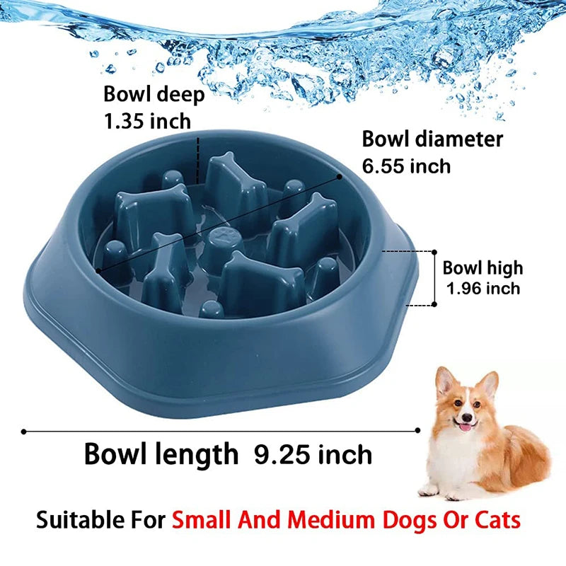 Slow Food Bowl para cães pequenos, à prova de entupimento, tigelas de alimentação para animais de estimação Slow Eating, cachorro e gatos antiderrapantes, placa PP para alimentos