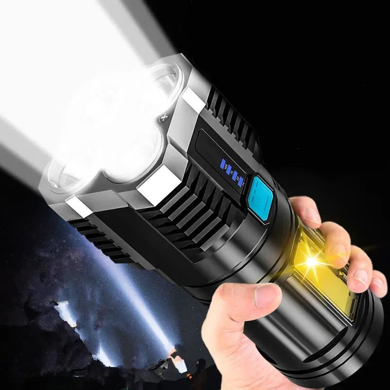 Lanterna Led Prova Dágua 4 Núcleos Potente Usb Recarregável