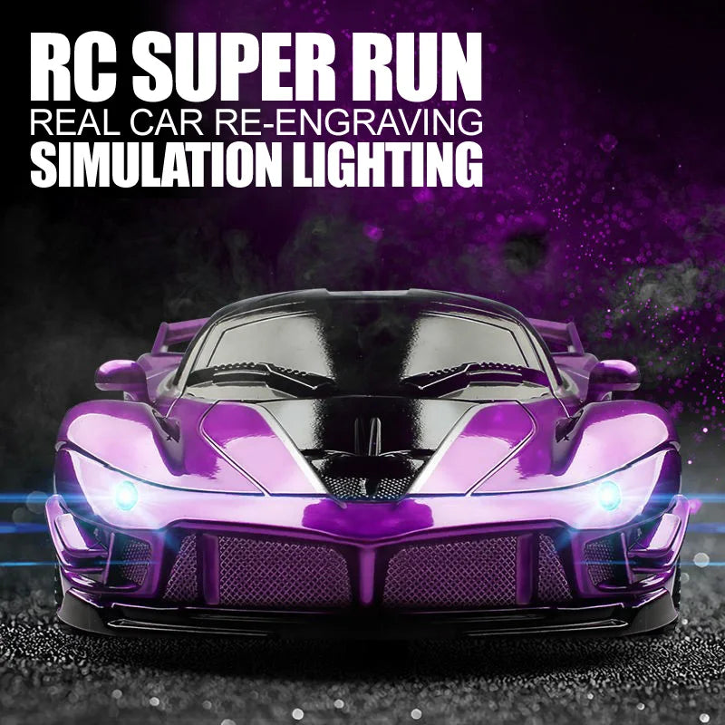 Carro RC 1/18 LED: Controle Remoto 2.4G, Corrida de Alta Velocidade para Crianças - Brinquedo Drift para Meninos e Meninas