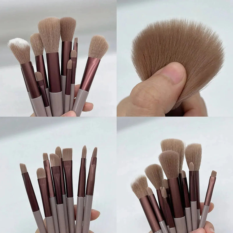 13 Peças de Pincéis de Maquiagem: Conjunto de Ferramentas de Beleza para Sombra, Base, Blush e Mais, com Bolsa Inclusa