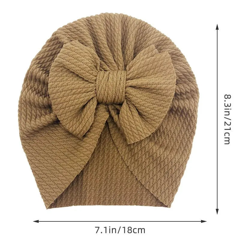 Cute Baby Turbante Hat Dupla Camada Grande Bowknot Chapéu Recém-nascido Macio Quente Elástico Crianças Cabeça Wraps Beanie