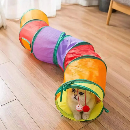 Dobrável jogando túnel para gatos, brinquedos do tubo, conectável, dobrável broca buraco, gatinho, brinquedos coloridos do animal de estimação
