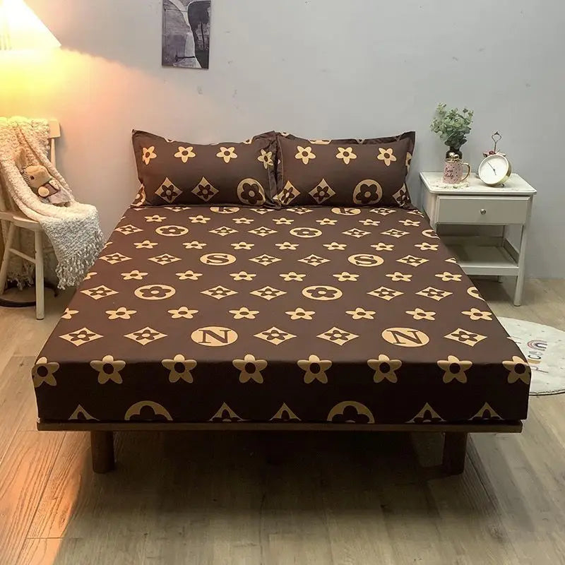 Capa de Colchão Macia Impressa: Protetor de Colchão de Linho Duplo, Queen Size, Antiderrapante