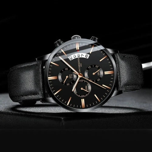 Relógio de quartzo de luxo masculino, relogio pulseira de couro