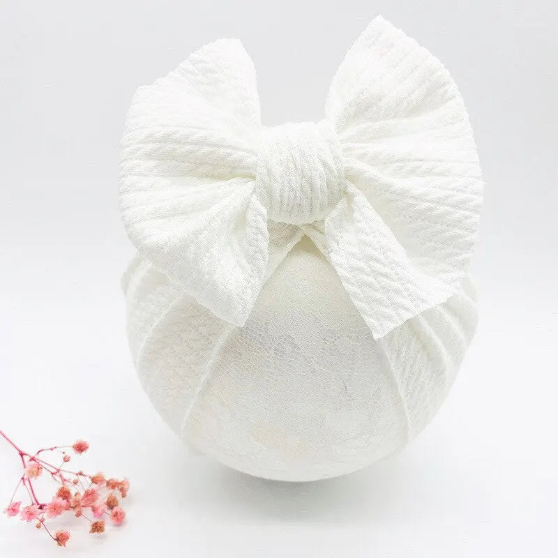 Cute Baby Turbante Hat Dupla Camada Grande Bowknot Chapéu Recém-nascido Macio Quente Elástico Crianças Cabeça Wraps Beanie