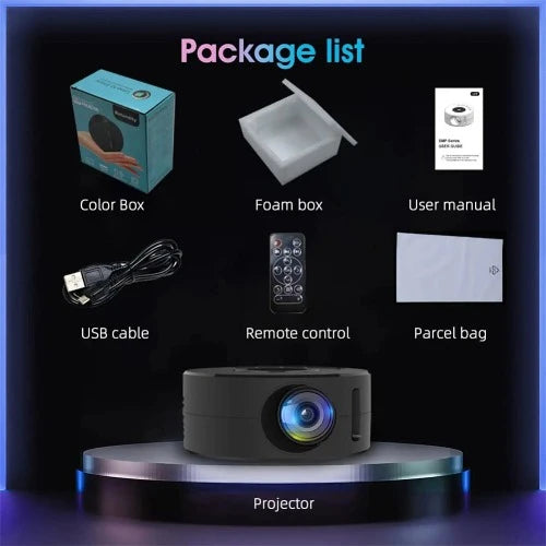 Mini LED Projetor de Vídeo Móvel, Home Theater, Media Player, Com Fio, Mesma Tela, Presente para Criança, iPhone, Android, PK HY300