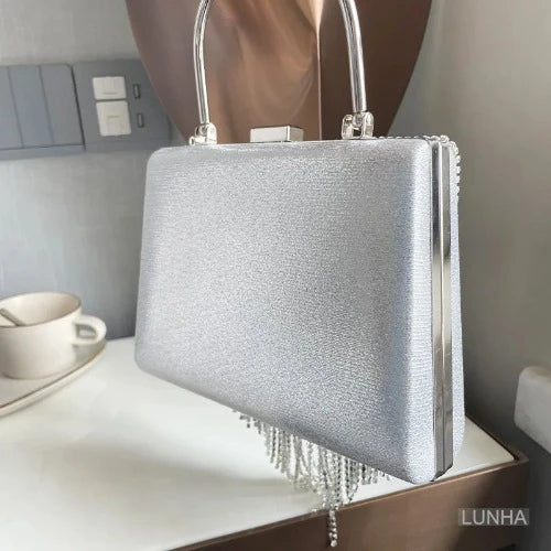 Elegante Bolsa de Borla com Strass para Mulheres: Perfeita para Casamentos, Coquetéis e Festas