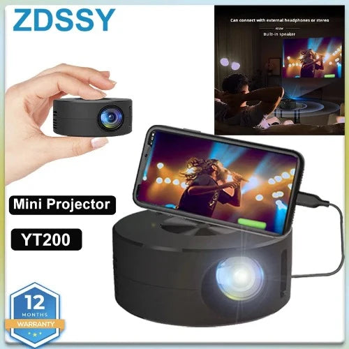 Mini LED Projetor de Vídeo Móvel, Home Theater, Media Player, Com Fio, Mesma Tela, Presente para Criança, iPhone, Android, PK HY300