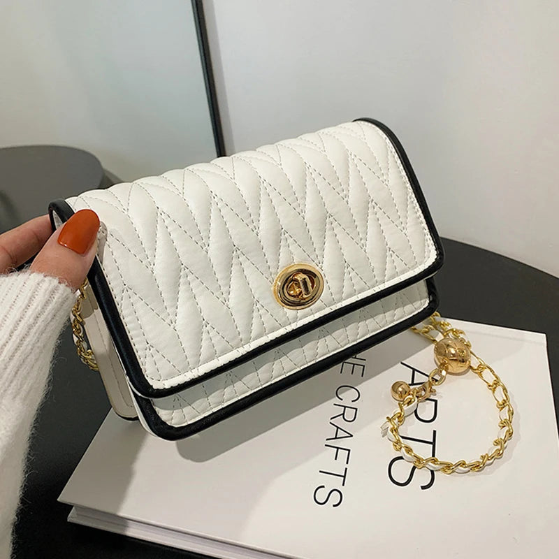 Bolsa de ombro de textura corrente simples para mulheres bolsa quadrada pequena bolsa de luxo para festa crossbody bolsas leves nova moda