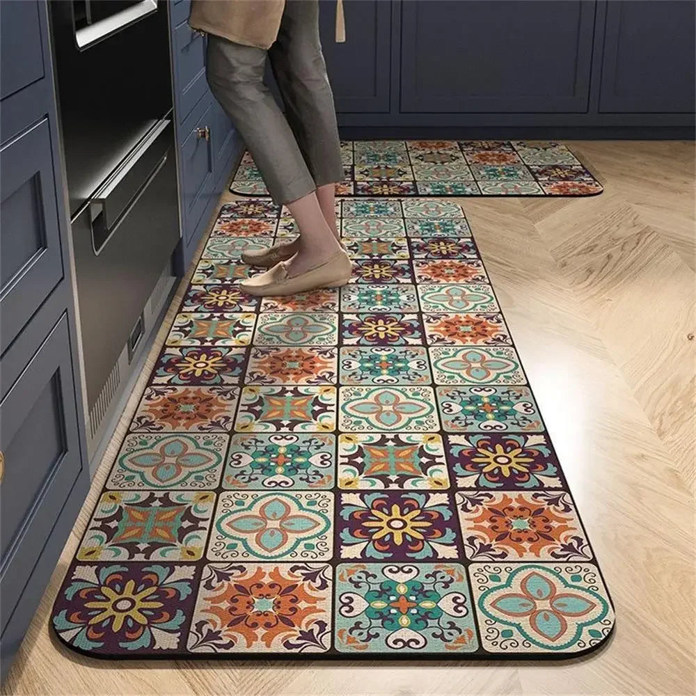 Tapetes Antiderrapantes para Cozinha e Sala de Estar: Tapete de Área Longa para Cozinha, Tapete de Chão para Entrada, Decoração de Casa, Tapete para Porta de Entrada - Alfombra Tapis