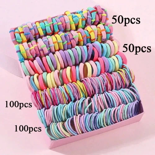 Faixas de Cabelo Elásticas Fashion para Meninas: Acessório Decorativo Casual de Quatro Estações 250/300Pcs