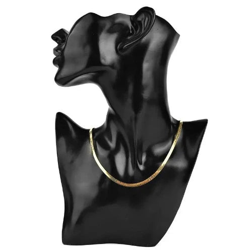 Colar de Corrente Plana de Aço Inoxidável: Elegante e Moderna Espinha de Peixe em Cor de Ouro - Presente Perfeito em Moda Unissex aço inoxidável