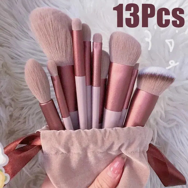 13 Peças de Pincéis de Maquiagem: Conjunto de Ferramentas de Beleza para Sombra, Base, Blush e Mais, com Bolsa Inclusa