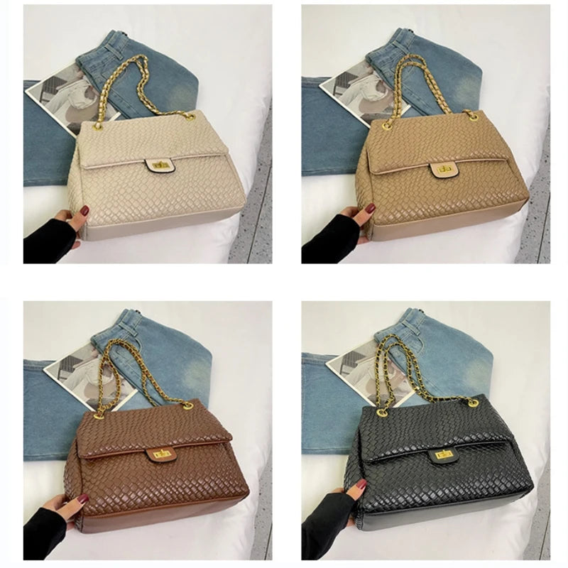 Bolsa de Hobo Crossbody feminina, bolsa de corrente, versátil, grande capacidade, novo estilo, moda, 2024