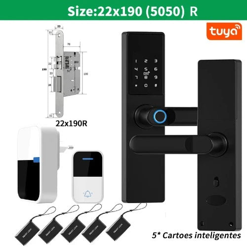 Trava de Porta Eletrônica Tuya WiFi com Aplicativo de Trava Digital Inteligente para Desbloqueio Remoto
