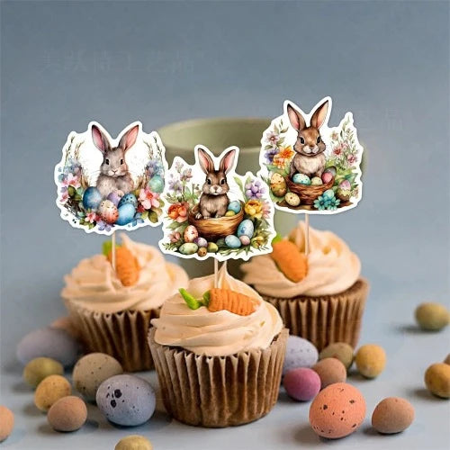 feliz Páscoa Coelhos, Sobremesa Toppers, Birthday Party, Cake Decoration Supply Easter Bunny Cupcake Toppers para crianças,