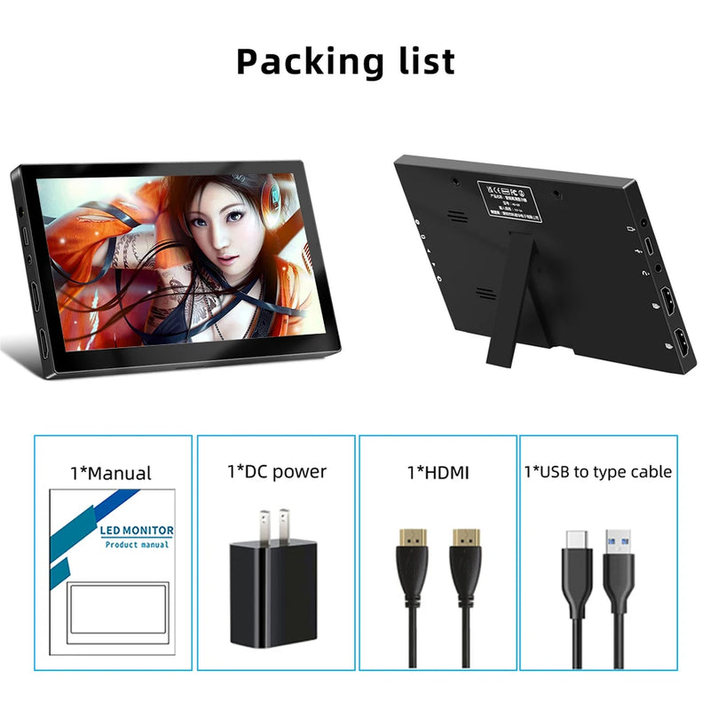 Ecrã Tátil Capacitivo para Raspberry Pi, Compatível com Windows HDMI, Monitor Portátil, Display LCD, 5 Pontos, 1024x600 TFT, 60Hz, 7 polegadas