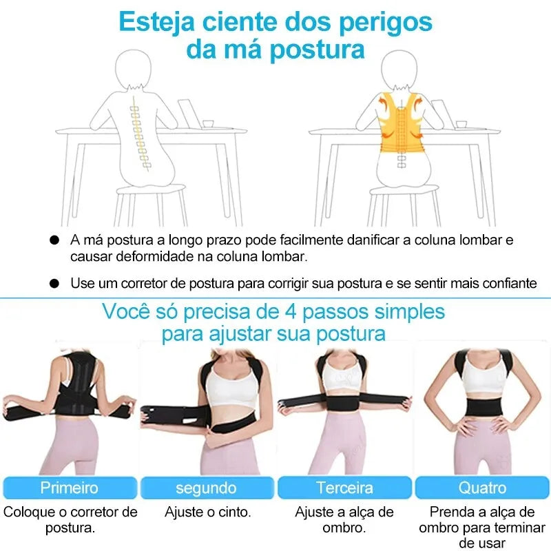 Cinto reforçado coluna lombar postura corrector colete ajustável volta suporte cinta ombro coluna cinta pescoço maca trainer