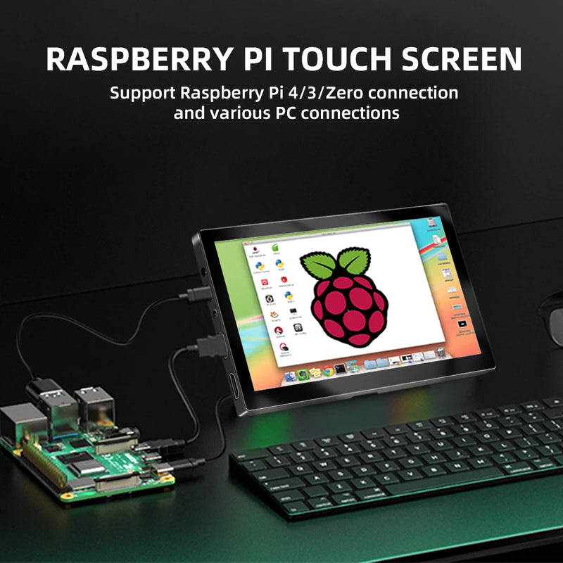 Ecrã Tátil Capacitivo para Raspberry Pi, Compatível com Windows HDMI, Monitor Portátil, Display LCD, 5 Pontos, 1024x600 TFT, 60Hz, 7 polegadas