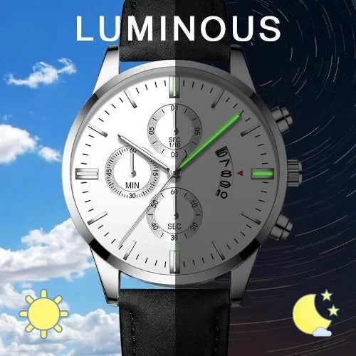 Relógio de quartzo de luxo masculino, relogio pulseira de couro