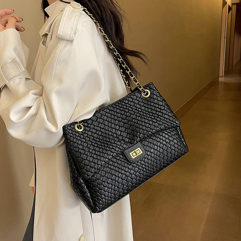 Bolsa de Hobo Crossbody feminina, bolsa de corrente, versátil, grande capacidade, novo estilo, moda, 2024