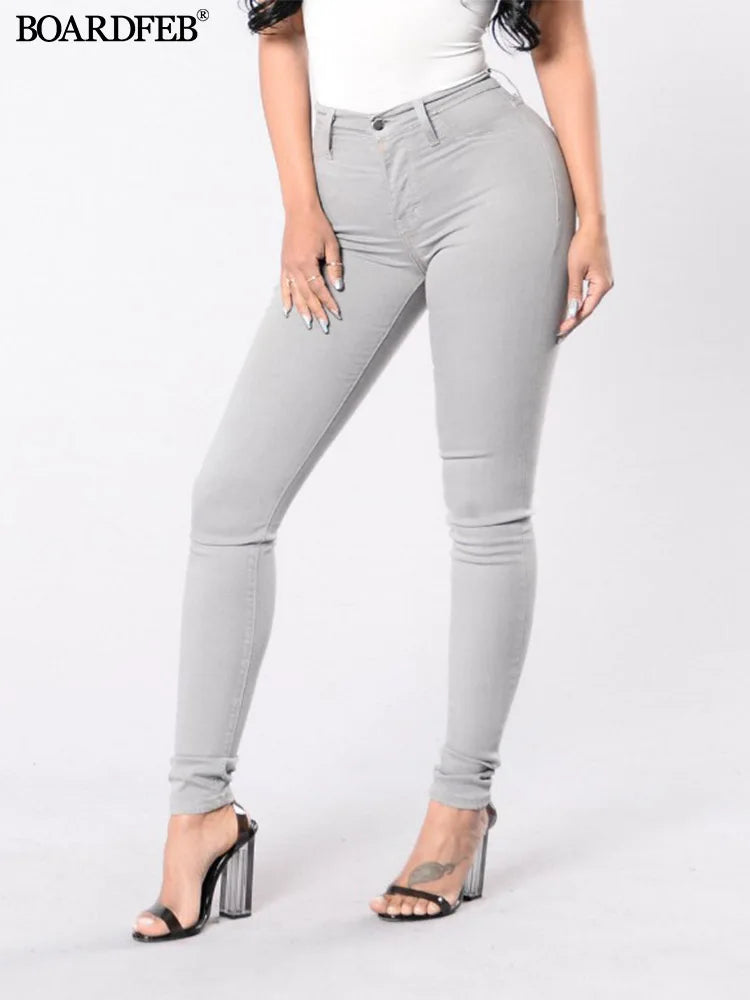 Calça jeans justa, feminina de cintura alta, calça elástica, jeans, lápis, fina, casual, escritório, primavera, verão, 2022