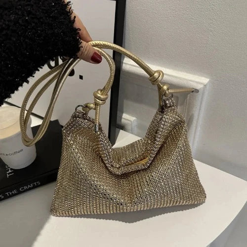 Bolsa de tecido brilhante para mulheres, bolsa tiracolo retrô de grande capacidade, moda casual, simples, novo, primavera