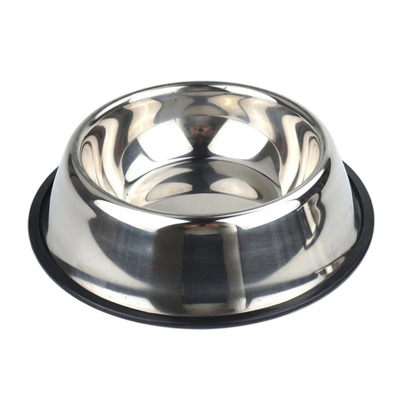 Tigela de cães e gatos de aço inoxidável, antiderrapante, comida, bebida, água, recipiente alimentar, prato, cachorro, alimentador de gatinhos, suprimentos para animais, 200-1600ml