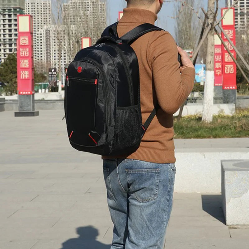 Bolsa de estudante Oxford de grande capacidade, mochila simples multifuncional masculina, material casual de cor sólida, nova