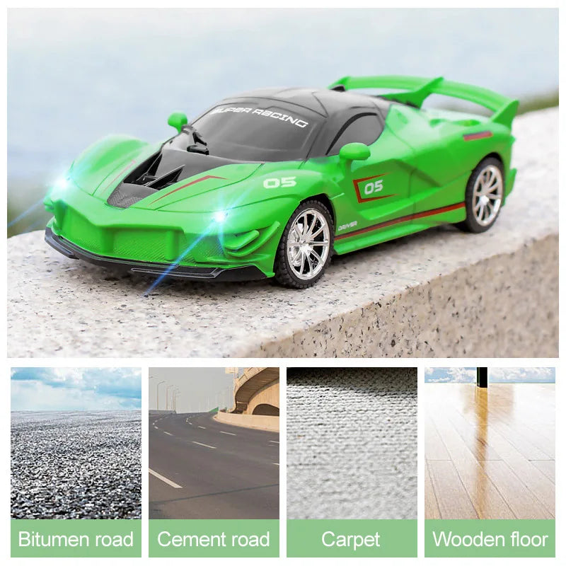 Carro RC 1/18 LED: Controle Remoto 2.4G, Corrida de Alta Velocidade para Crianças - Brinquedo Drift para Meninos e Meninas