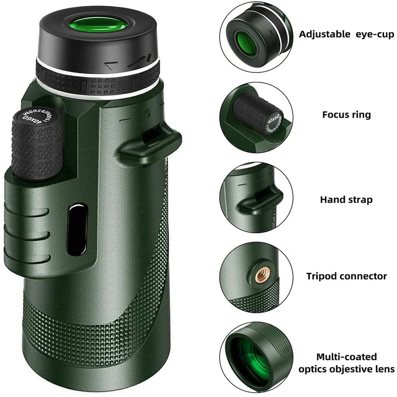 80*100 HD Com suporte para smartphone e tripé Binóculos poderosos Monocular portátil de longo alcance ou Camping Turismo ao ar livre