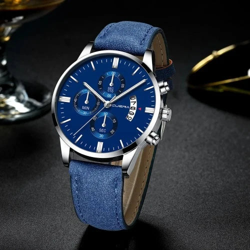 Relógio de quartzo de luxo masculino, relogio pulseira de couro
