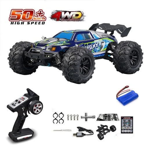 Carro de controle remoto de alta velocidade com farol LED carro RC off road 4WD sem escova caminhão monstro 1/16, brinquedos para meninos, 4x4, 70 km/h
