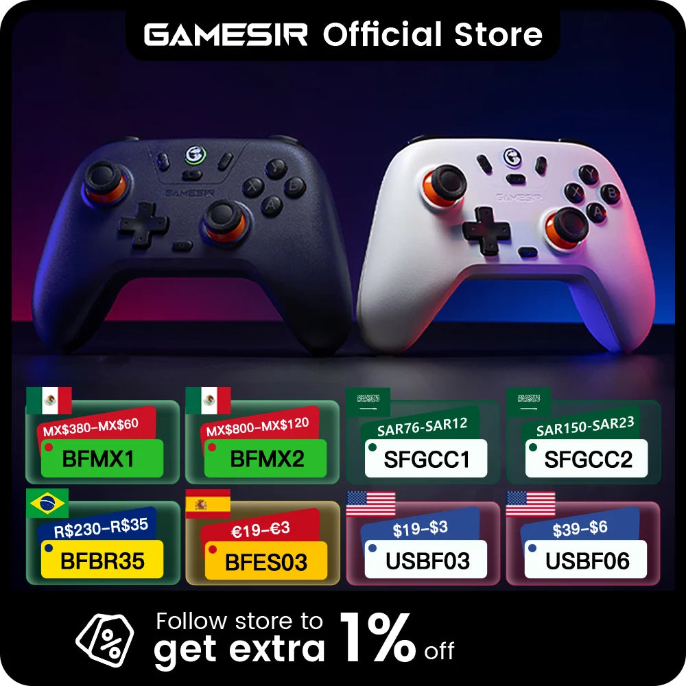 GameSir Nova Lite: Controle Bluetooth com Hall Effect para Nintendo Switch, iPhone, Android e PC