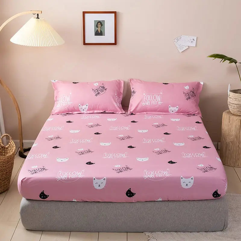 Capa de Colchão Macia Impressa: Protetor de Colchão de Linho Duplo, Queen Size, Antiderrapante