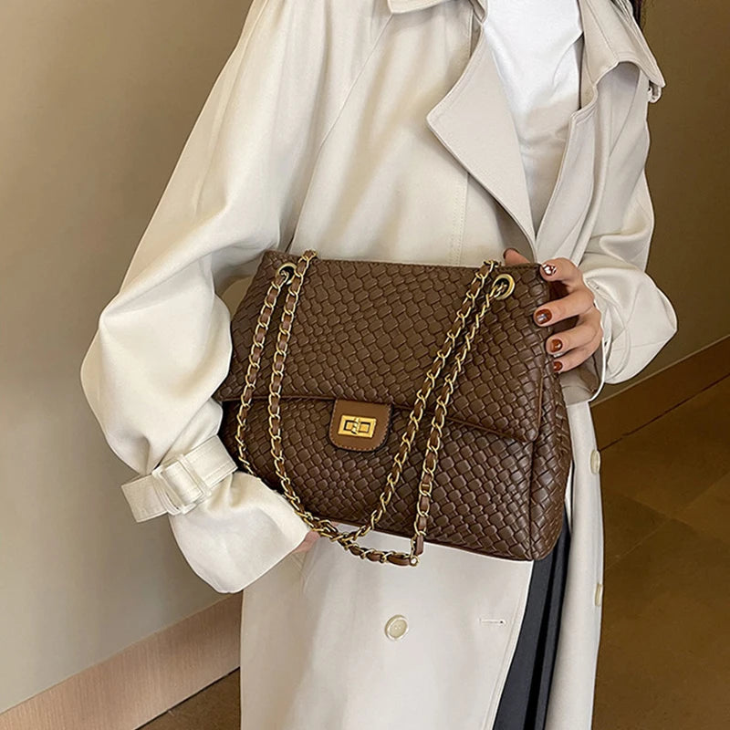 Bolsa de Hobo Crossbody feminina, bolsa de corrente, versátil, grande capacidade, novo estilo, moda, 2024