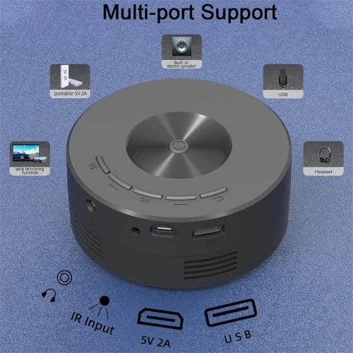 Mini LED Projetor de Vídeo Móvel, Home Theater, Media Player, Com Fio, Mesma Tela, Presente para Criança, iPhone, Android, PK HY300