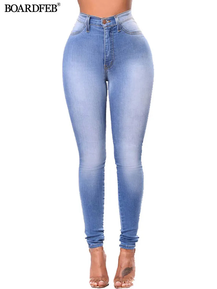 Calça jeans justa, feminina de cintura alta, calça elástica, jeans, lápis, fina, casual, escritório, primavera, verão, 2022