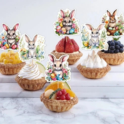 feliz Páscoa Coelhos, Sobremesa Toppers, Birthday Party, Cake Decoration Supply Easter Bunny Cupcake Toppers para crianças,