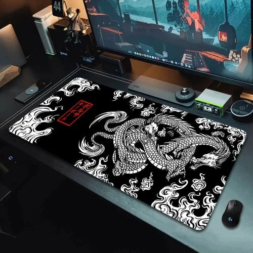 Mouse Pad Gaming Dragão Japonês - Gamer Mousepad para Teclado e Mouse, Tamanho XXL, Velocidade da Mesa, Anime