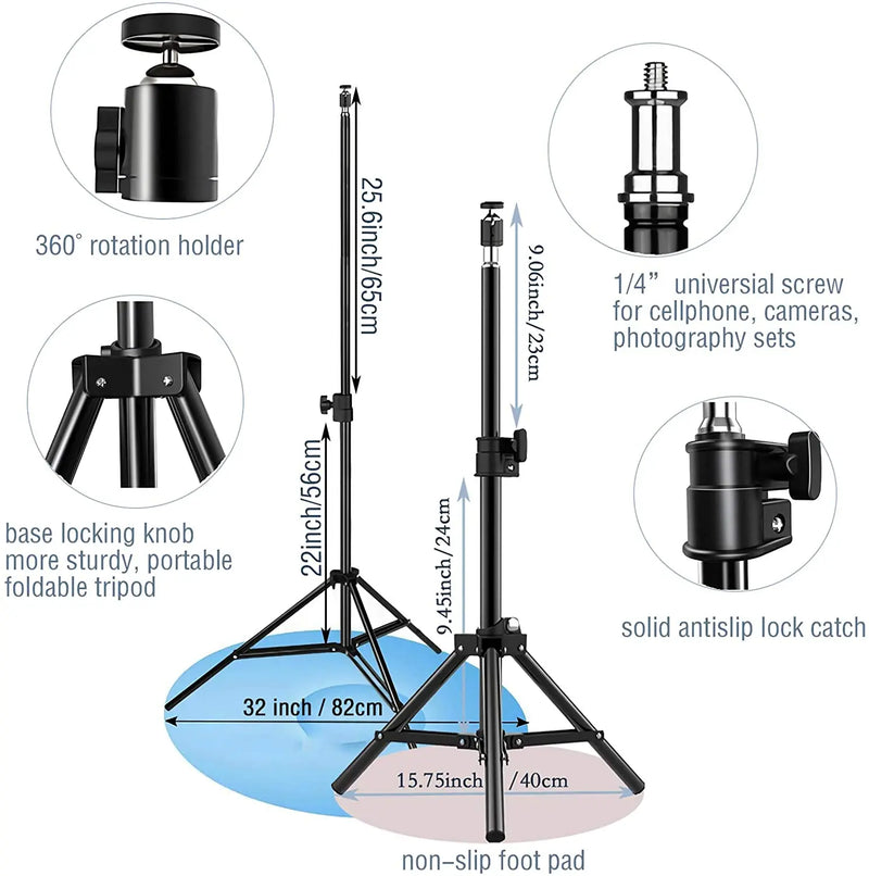 Kit de Iluminação para Selfies: Anel de Luz LED, Tripé e Suporte de Celular - Acessório Essencial para Fotografia e Vídeos!