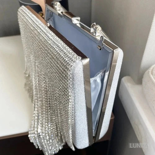 Elegante Bolsa de Borla com Strass para Mulheres: Perfeita para Casamentos, Coquetéis e Festas