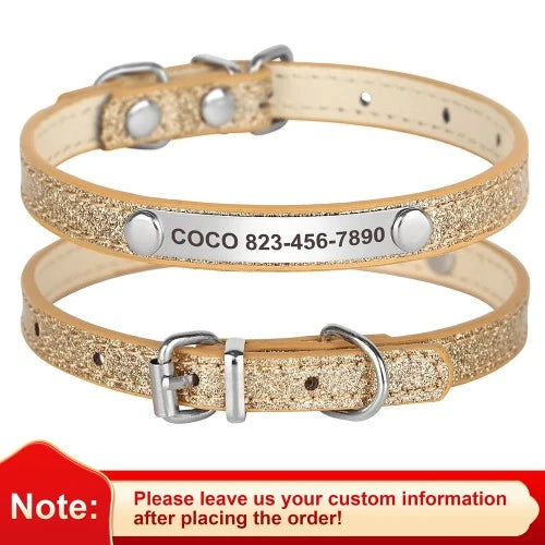 Coleira de couro personalizado, cachorro Bling, nome personalizado, gato, gatinho coleiras, acessórios para animais de estimação, gatos pequenos, chihuahua, Yorkie