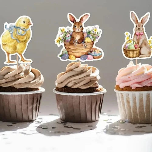 Toppers para cupcakes de ovos de Páscoa,Toppers para cupcakes de coelhinho da Páscoa - Chapéus de coco felizes da sobremesa dos coelhinhos da Páscoa - Decoração de toppers de bolo Lafande 8pcs