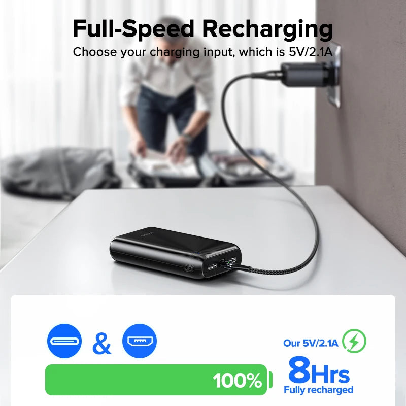 Qoovi-Carregador portátil ultra-fino, banco de potência 20000mAh, bateria externa para iPhone 15, Xiaomi, Samsung, Huawei, 10000 mAh