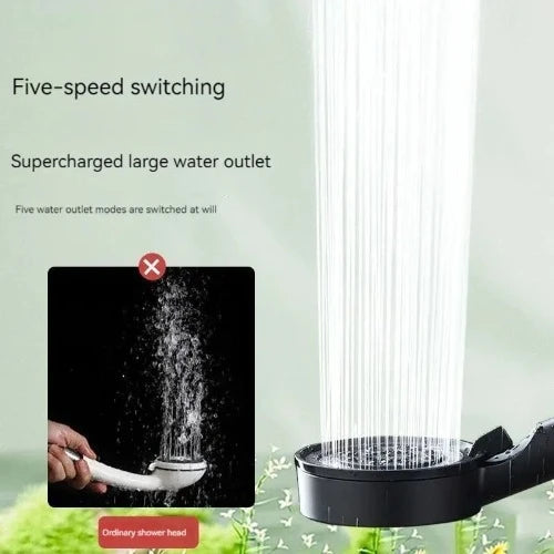 Chuveiro Portátil de Alta Pressão com 5 Modos: Filtro Integrado, Estilo Rainfall, Acessório Inovador para Banheiro e Casa