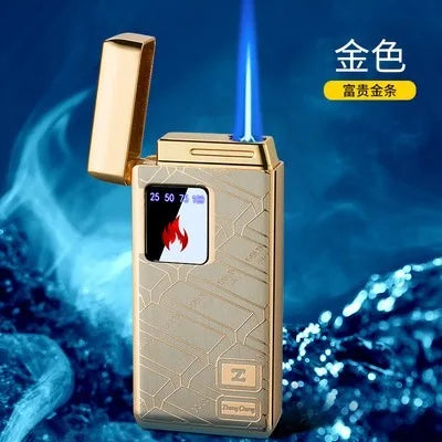 Electricidade Chama Azul Ice Plating Display Digital Power Touch Sensor Windproof Jet Cigar Torch Isqueiro Sem Gás