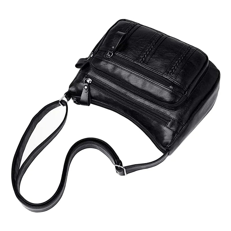Bolsa de Ombro PU macia para mulheres, bolso múltiplo, monocromática, casual, tiracolo, feminina, de alta qualidade, moda