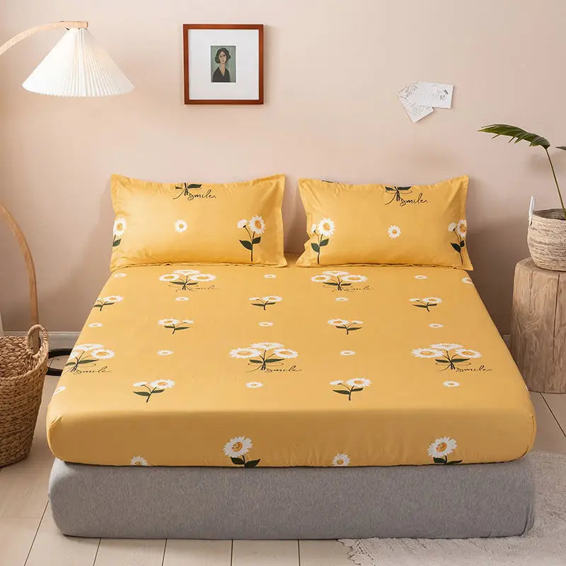 Capa de Colchão Macia Impressa: Protetor de Colchão de Linho Duplo, Queen Size, Antiderrapante
